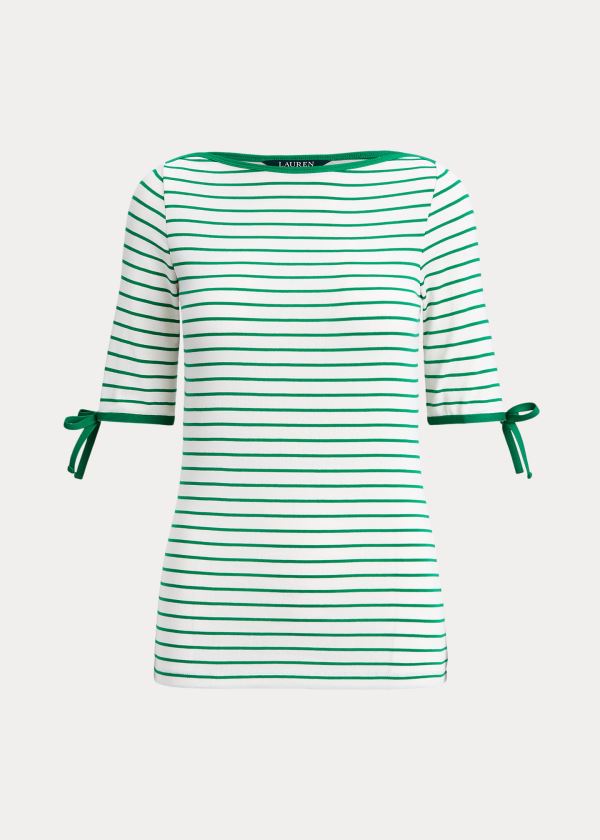 Ralph Lauren Striped Cotton-Blend Top Dame Danmark (AJLKC6027)